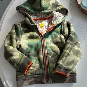 Boden Camouflage Kids Hoodie with Orange Trim